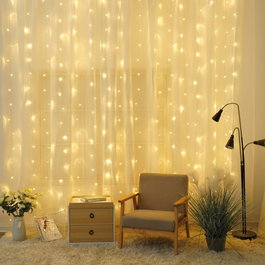 Bambasy Rideau LED lumineuse 2x1m Lumière chaude