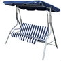 Color Baby - Balancín 3 plazas azul a rayas blancas Aktive 180x107x160cm, balançoire 3 places bleue et blanche pour enfants, acier et polyester