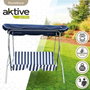 Color Baby - Balancín 3 plazas azul a rayas blancas Aktive 180x107x160cm, balançoire 3 places bleue et blanche pour enfants, acier et polyester