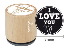 Woodies Tampon en bois et caoutchouc I love you 30 mm