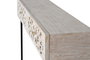 GINER Y COLOMER Console en Bois de Mango avec Patins Métal, Finition Blanc Vieilli et Noir - 120 cm de Large, 77 cm de Haut, 30 cm de Profondeur