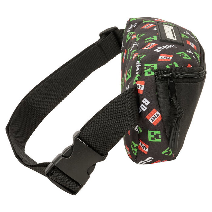 Minecraft Sac Banane, Ceinture Portefeuille, 23x9x14 cm, Compartiment Zip, Sangles Réglables avec Fermeture PVC