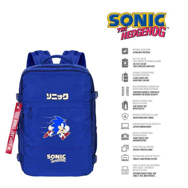 Karactermania Mercury Cabin Sonic Action - Sac à dos de voyage pour cabine d'avion avec compartiment pour ordinateur portable 15,6 pouces - 25 x 20 x 40 cm