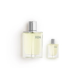 Hermès H24 Eau de Toilette 50 ml + Mini Rechargeable 5 ml - Parfum Frais et Sensuel pour Homme - Flacon Rechargeable et Emballage Écologique