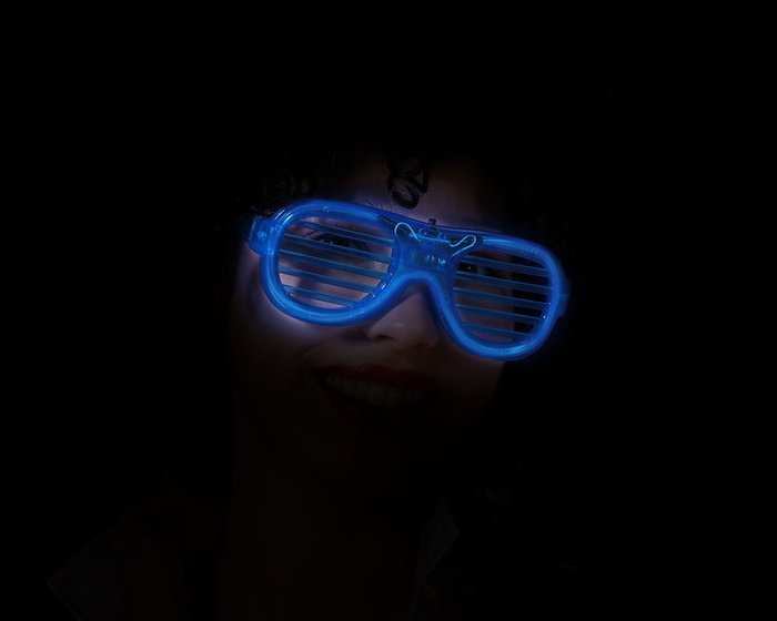 Gafas Rejilla Carnaval Adultes avec lumière bleue - Lunettes à LED pour fêtes futuristes et soirées