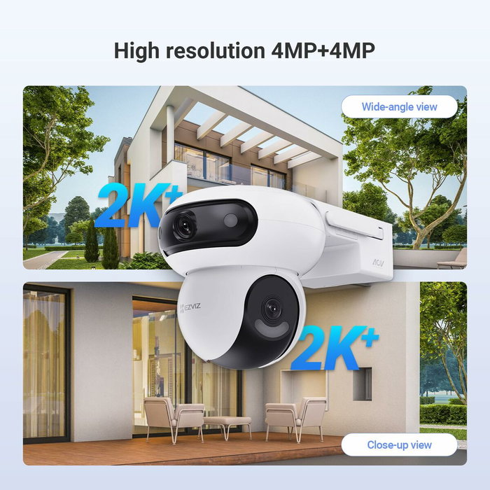 Ezviz HB90 Caméra de surveillance extérieure double motorisée avec panneau solaire 8W