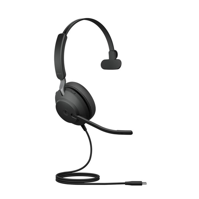 Jabra Evolve2 40 SE USB-C Mono - Casque de bureau avec micro, réduction de bruit passive, compatibilité Microsoft Teams, pour visioconférence et télétravail