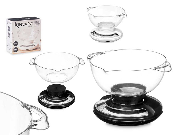 Kinvara Balance de Cuisine 5 kg avec Bol 2000 ml et Bec Verseur, Dimensions 26x17x22 cm, Assorti au Hasard (Set de 8) Kinvara Balance de Cuisine 5 kg avec Bol 2000 ml et Bec Verseur, Dimensions 26x17x22 cm, Assorti au Hasard (Set de 8)