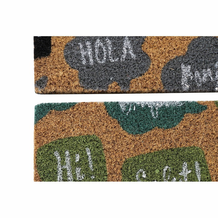 Paillasson DKD Home Decor Noir Gris Marron Caoutchouc Menthe 2 Unités Fibres de coco (60 x 40 x 1,5 cm)