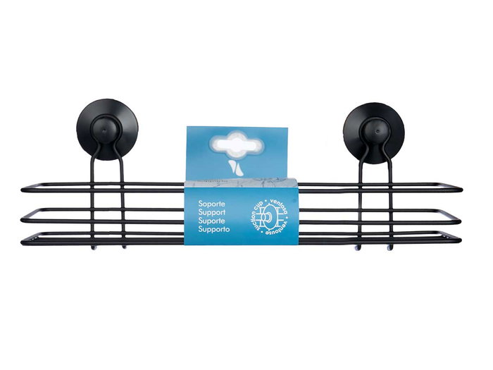Berilo Support de Douche Rectangulaire Noir Métal et Plastique 35x13x13 cm (Set de 12)