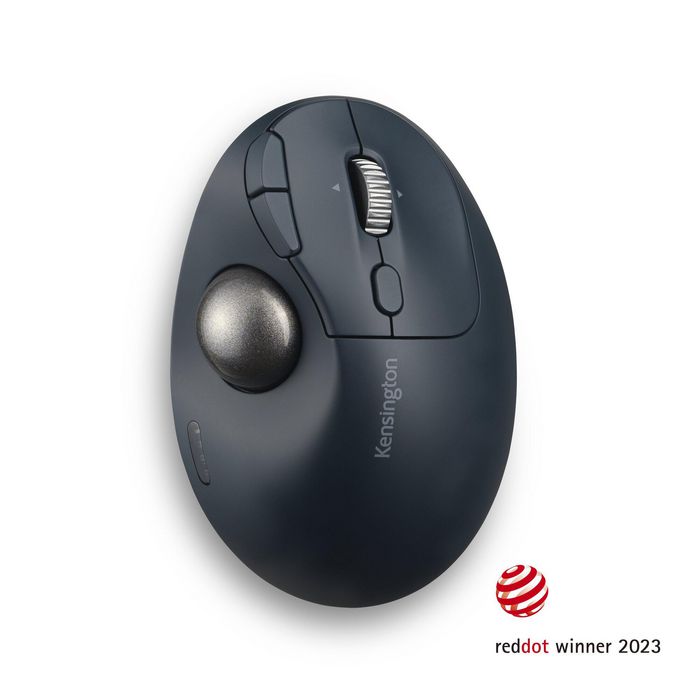 Kensington TB550 Trackball Pro Fit Ergo - Souris ergonomique sans fil Bluetooth et 2.4GHz avec 7 boutons, batterie rechargeable USB-C, 34mm pour le pouce