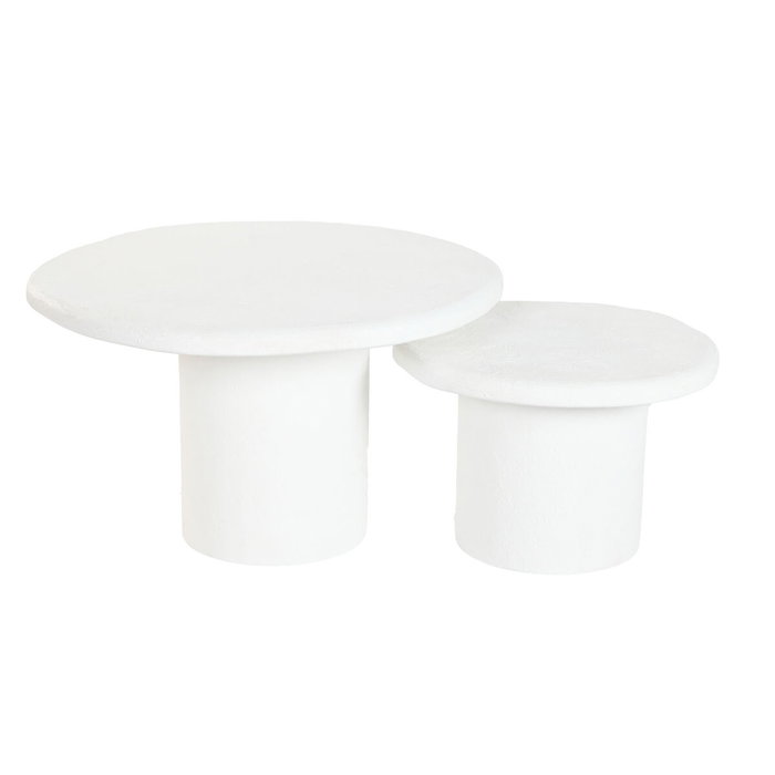 Home ESPRIT Jeu de 2 tables rondes en bois de manguier