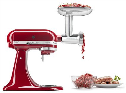 Kitchenaid 5KSMMGA Hachoir Viande Métal avec 3 Disques (8, 4.5, 3 mm) et Accessoires pour Émulsion, Pâté et Saucisses