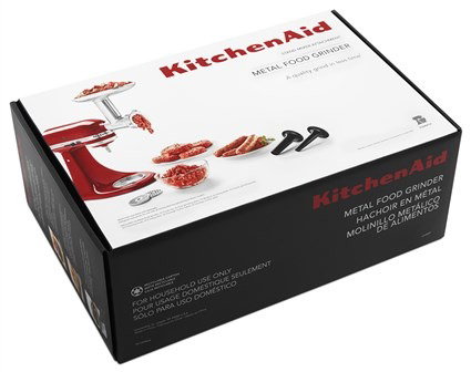 Kitchenaid 5KSMMGA Hachoir Viande Métal avec 3 Disques (8, 4.5, 3 mm) et Accessoires pour Émulsion, Pâté et Saucisses