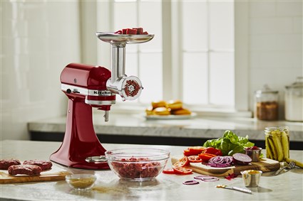 Kitchenaid 5KSMMGA Hachoir Viande Métal avec 3 Disques (8, 4.5, 3 mm) et Accessoires pour Émulsion, Pâté et Saucisses