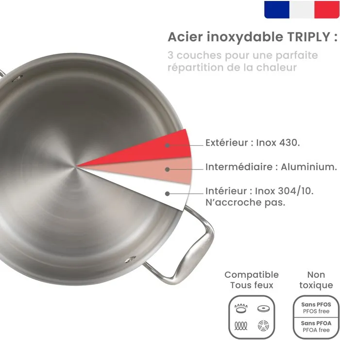 Livoo Faitout inox 24 cm MEP165 Triply Livoo Faitout inox 24 cm MEP165 Triply