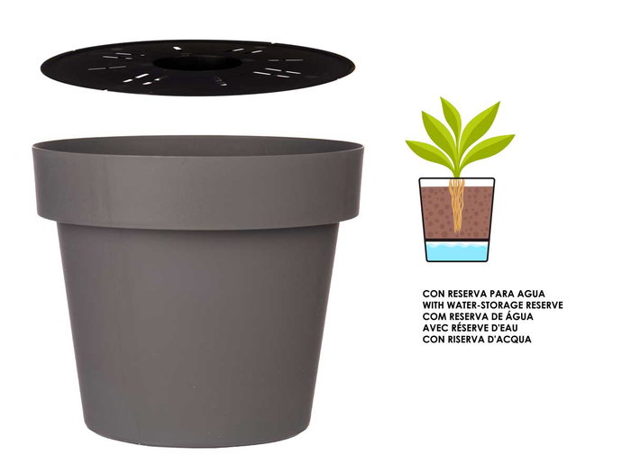 Ibergarden Pot Gris Plastique avec Réservoir d'Eau 39x34x39 cm - 28 L (Set de 6) Ibergarden Pot Gris Plastique avec Réservoir d'Eau 39x34x39 cm - 28 L (Set de 6)