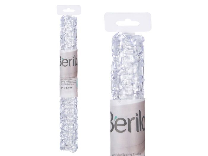 BERILO Tapis de douche antidérapant transparent 34x63cm
