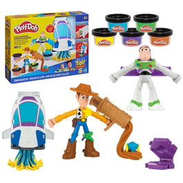 Hasbro Toy Story Creaciones Espaciales Play-Doh G2319 - Set de jeu avec vaisseau, figurines Woody et Buzz, 5 couleurs, accessoires, pour enfants dès 4 ans