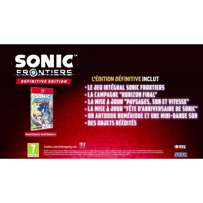 Sega Sonic Frontiers: Édition Définitive Jeu Nintendo Switch 2