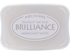 Tsukineko Tampon encreur BRILLIANCE blanc luna effet nacarado 95x65mm