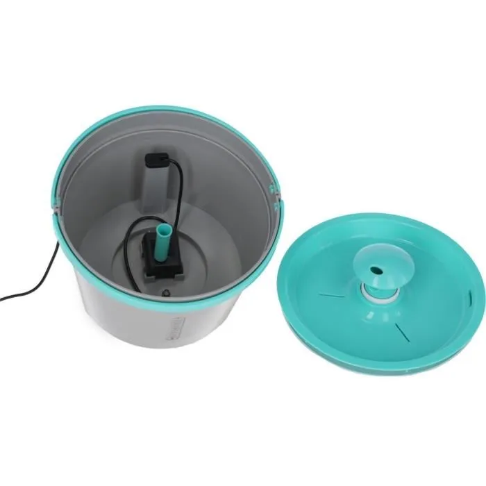 Kerbl Fontaine à Eau pour Chat et Chien 80557, 1.6 L, Filtre Charbon Actif, 2 Modes, Silencieuse, Arrêt Automatique, Gris/Bleu