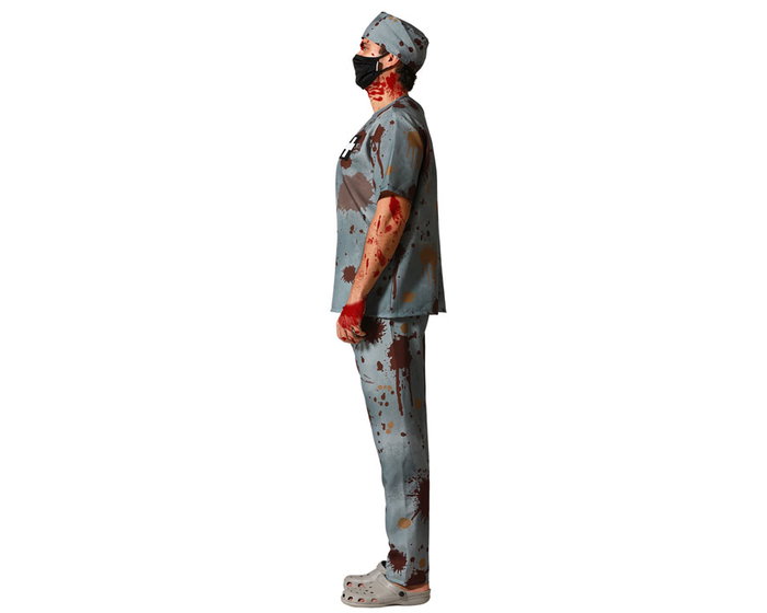 Déguisement de chirurgien macabre avec bonnet, t-shirt, masque et pantalon pour adulte