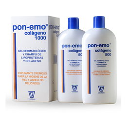 Pon-emo Lot de 2 x 500 ml Gel dermatologique et shampooing PON-EMO COLLAGEN