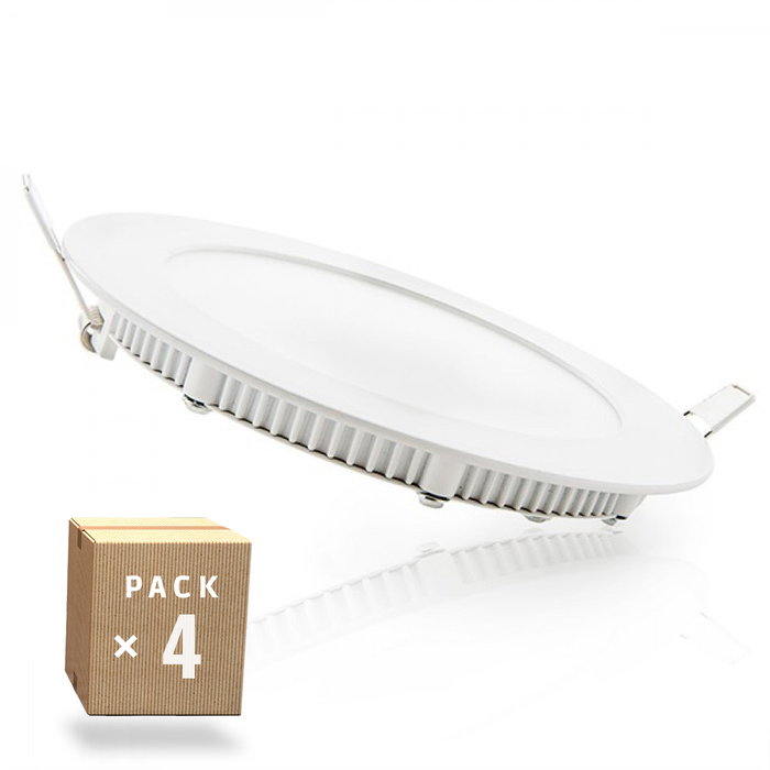 Pack de 4 plaques LED circulaires 9 W 900 lm 6000 K Blanco Frío Pack de 4 plaques LED circulaires 9 W 900 lm 6000 K Blanco Frío