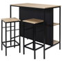 Home Deco Factory Ensemble table îlot LOKA avec 2 tabourets
