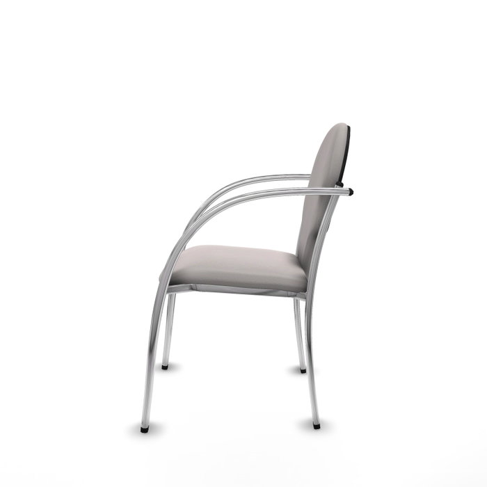 Piqueras Y Crespo Hellín - Chaise d'attente en similicuir blanc avec bras fixes Piqueras Y Crespo Hellín - Chaise d'attente en similicuir blanc avec bras fixes