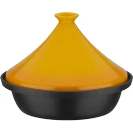 GSW Tajine en fonte d'acier induction 30 cm, couvercle en céramique jaune - Noir, modèle 717434