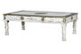 GINER Y COLOMER Table basse en bois de manguier, finition blanc vieilli avec détails bronze, 140x80x45 cm, meuble artisanal