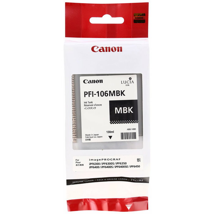 Canon Cartouche d'encre PFI-106MBK Noir mat pour iPF6400SE/iPF6300S/iPF6400S/iPF6300/iPF6350/iPF6400/iPF6450