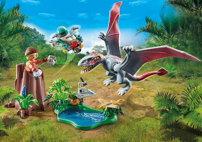 Playmobil Observatoire du Dimorphodon avec drone et dinosaures, 49 pièces