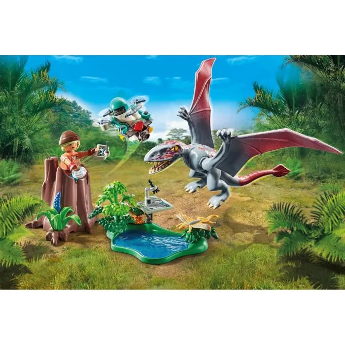 Playmobil 71525 Drone d'observation avec dimorphodon, Figurine Dinosaure et accessoires, 49 pièces, Jouet pour enfants dès 4 ans