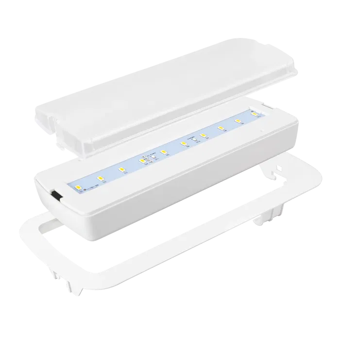 Lumière de secours LED Encastrable 200LM Permanente/Non Permanente 5000K Autonome 3h ABS Lumière de secours LED Encastrable 200LM Permanente/Non Permanente 5000K Autonome 3h ABS