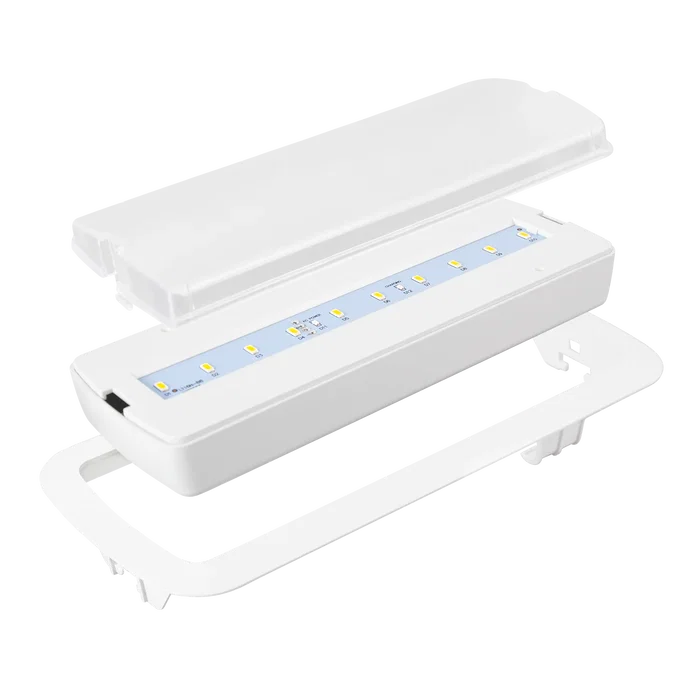 Lumière de secours LED Encastrable 200LM Permanente/Non Permanente 5000K Autonome 3h ABS