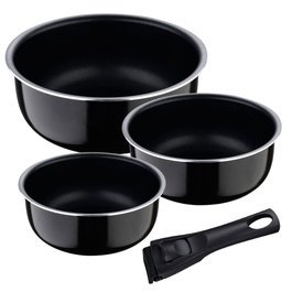 Bergner Bg-31608-Bk Set 3 Casseroles Click & Cook Ø16/18/20 cm Aluminium Pressé + Poignée Amovible
