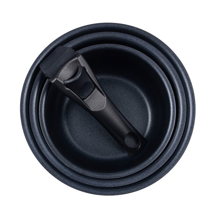 Bergner Bg-31608-Bk Set 3 Casseroles Click & Cook Ø16/18/20 cm Aluminium Pressé + Poignée Amovible