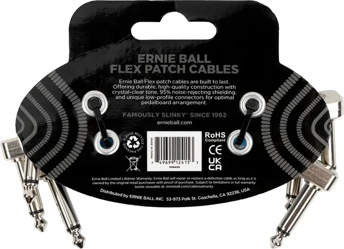 Ernie Ball CABLE EB FLEX PATCH 3 AZUL - PACK 3 Ernie Ball CABLE EB FLEX PATCH 3 AZUL - PACK 3