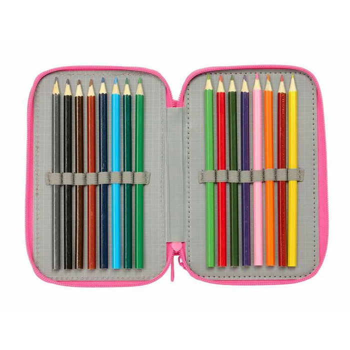 Pochette à crayons triple Disney Princess Rose 12,5 x 19,5 x 5,5 cm 37 Pièces