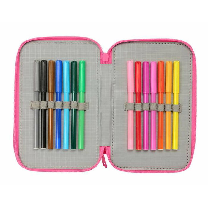 Pochette à crayons triple Disney Princess Rose 12,5 x 19,5 x 5,5 cm 37 Pièces