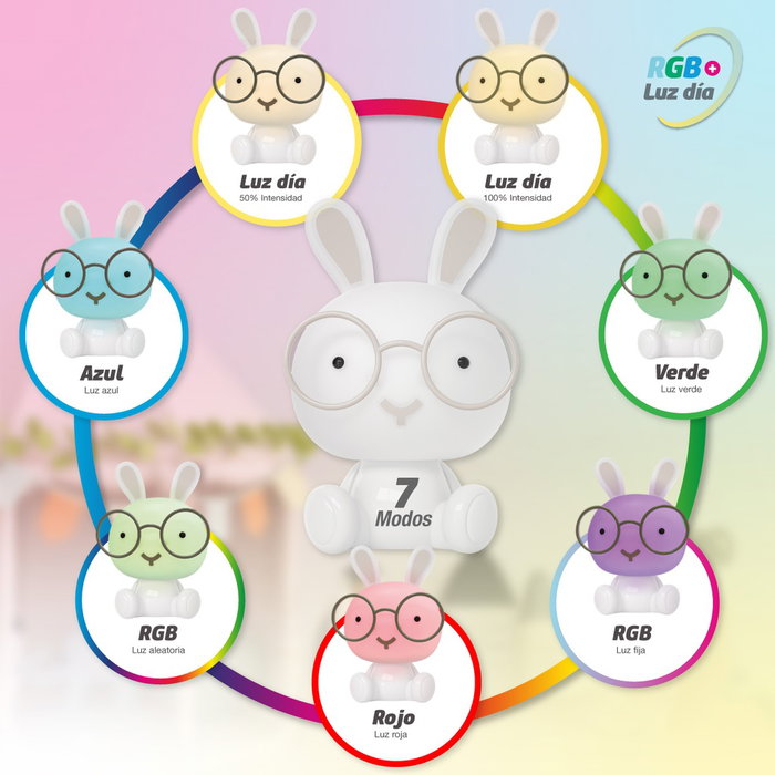 GSC Evolution Veilleuse LED Enfantine Lapin RGB avec Batterie Rechargeable Blanc
