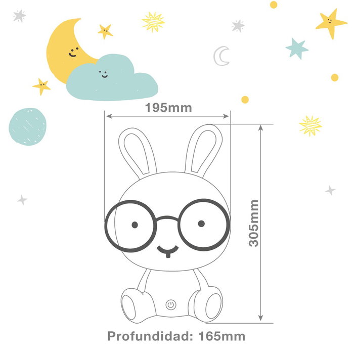 GSC Evolution Veilleuse LED Enfantine Lapin RGB avec Batterie Rechargeable Blanc