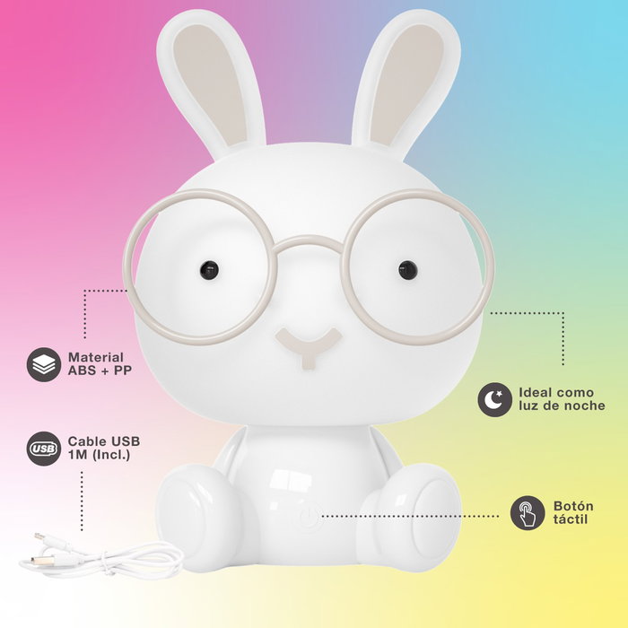 GSC Evolution Veilleuse LED Enfantine Lapin RGB avec Batterie Rechargeable Blanc