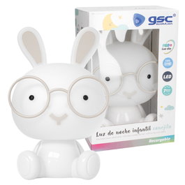 GSC Evolution Veilleuse LED Enfantine Lapin RGB avec Batterie Rechargeable Blanc