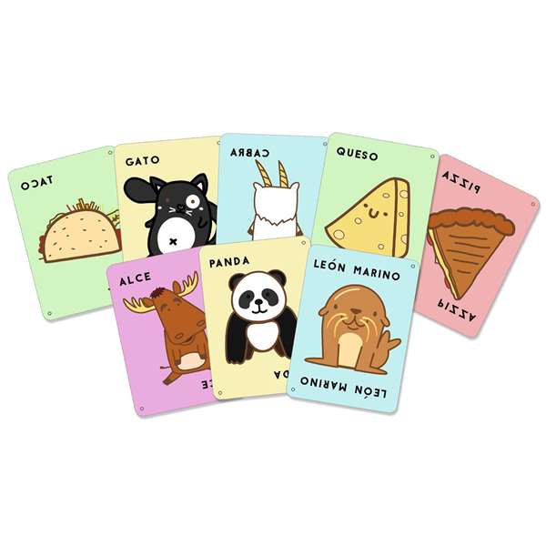 Ludilo - Jeu de cartes Taco, Vuelta, Cabra, Queso, Pizza - Version espagnole - Avec 64 cartes et règles