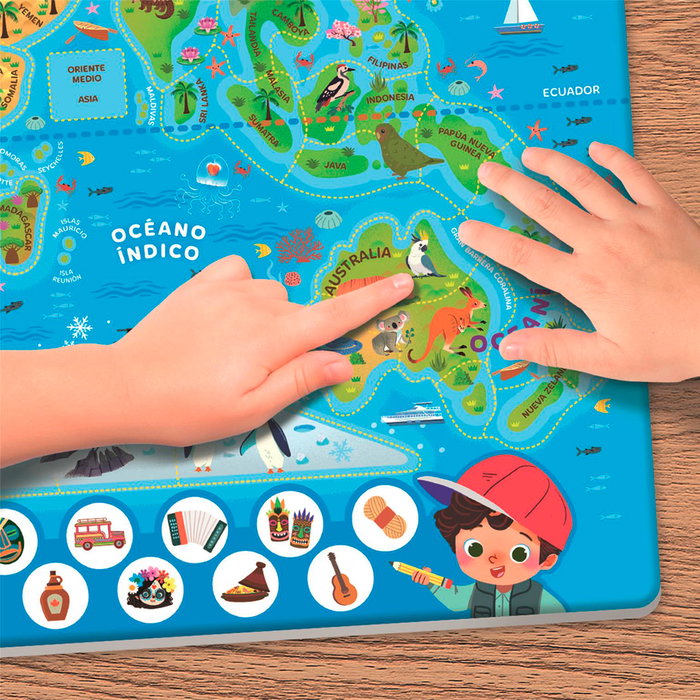 Clementoni Geopuzzle Magnétique Le Monde 55659 - Puzzle Carte du Monde avec Jeu d'Observation, dès 5 ans