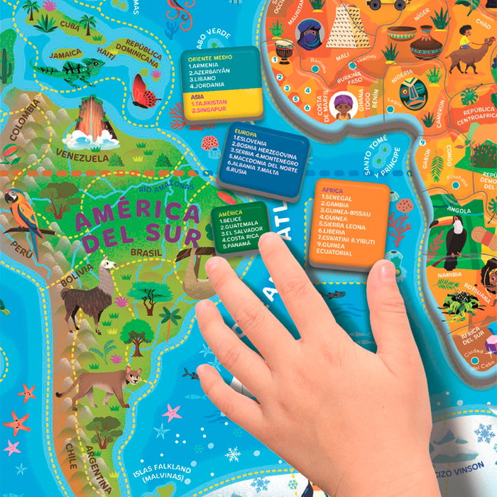 Clementoni Geopuzzle Magnétique Le Monde 55659 - Puzzle Carte du Monde avec Jeu d'Observation, dès 5 ans